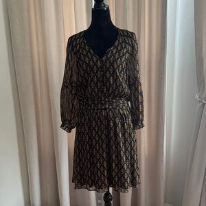 Kookai Black and Gold Long Sleeve Dress